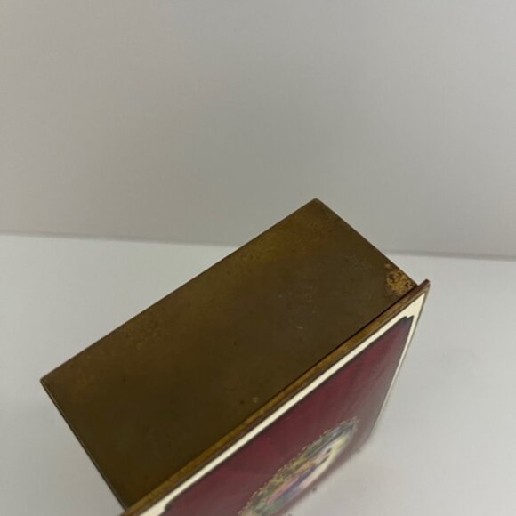 Vintage Trinket Box / Brass box lined with Teak Wood and Ceramic top - Picture 11 of 13